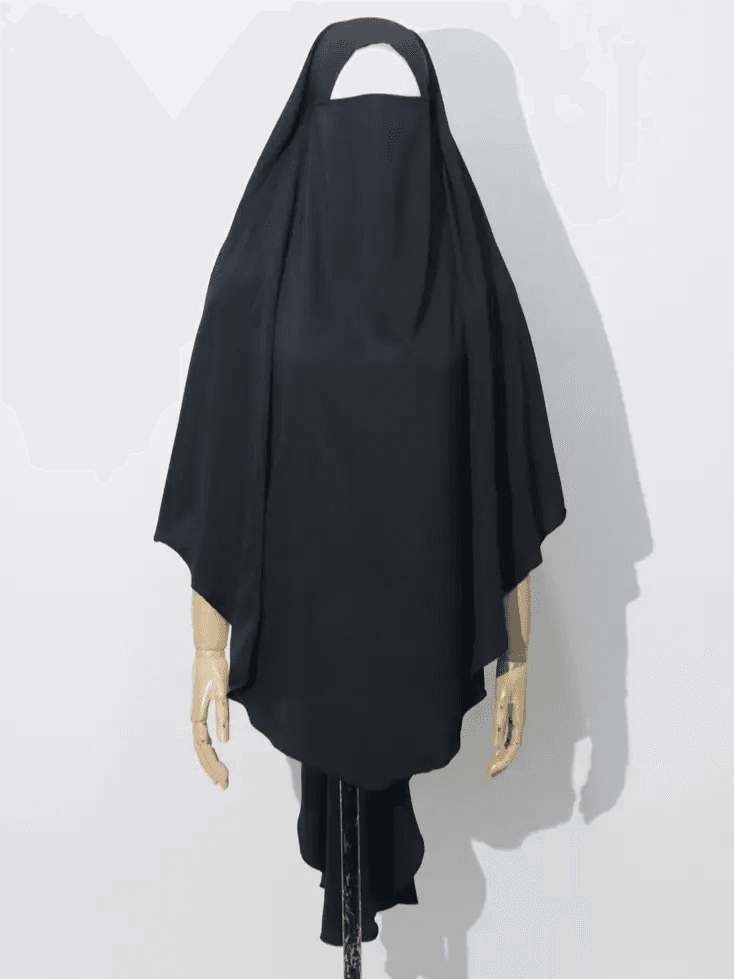 Uzma Indonesia - HAFSHAH French Khimar Non Pad Umroh Haji Umrah Hajj Basic Syar'i Poly Cooltech Polos Muslimah Gamis Simple Elegant Lembut Adem Black Jetblack
